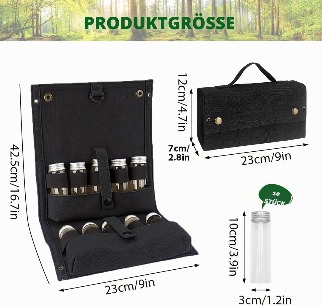 Tissting Gewürzgläser Set, 10 Pcs Gewürzstreuer Camping Outdoor Gewürztasche Camping Gewürze Set Tra
