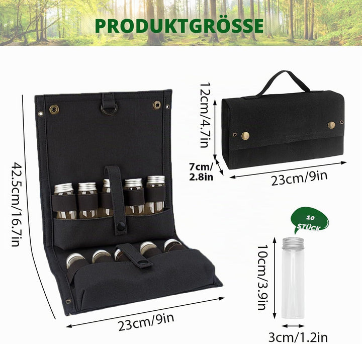 Tissting Gewürzgläser Set, 10 Pcs Gewürzstreuer Camping Outdoor Gewürztasche Camping Gewürze Set Tra