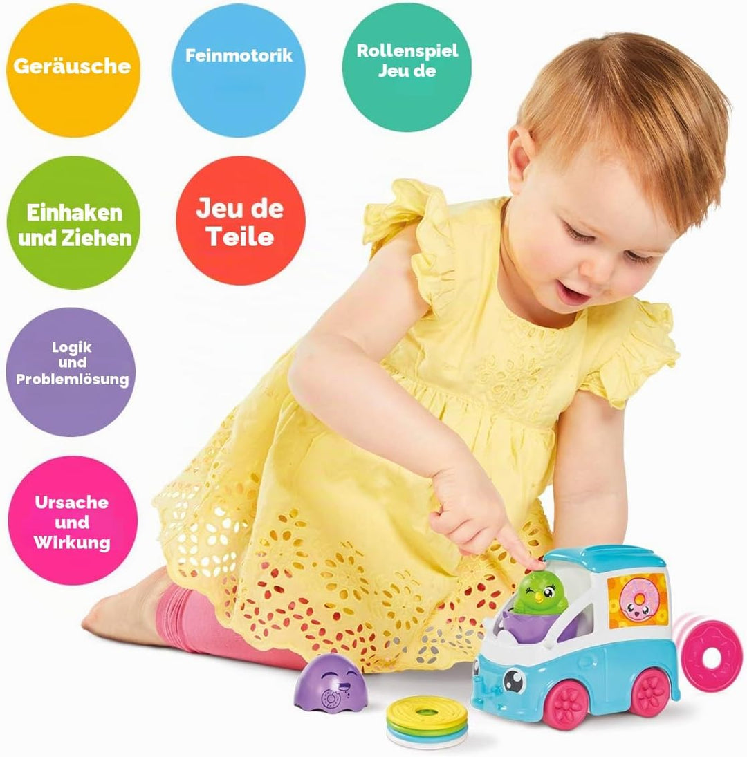 TOMY Toomies Versteck- und Quiek Mein kleiner Donut Lieferwagen, das Schiebe und Osterspielzeug für