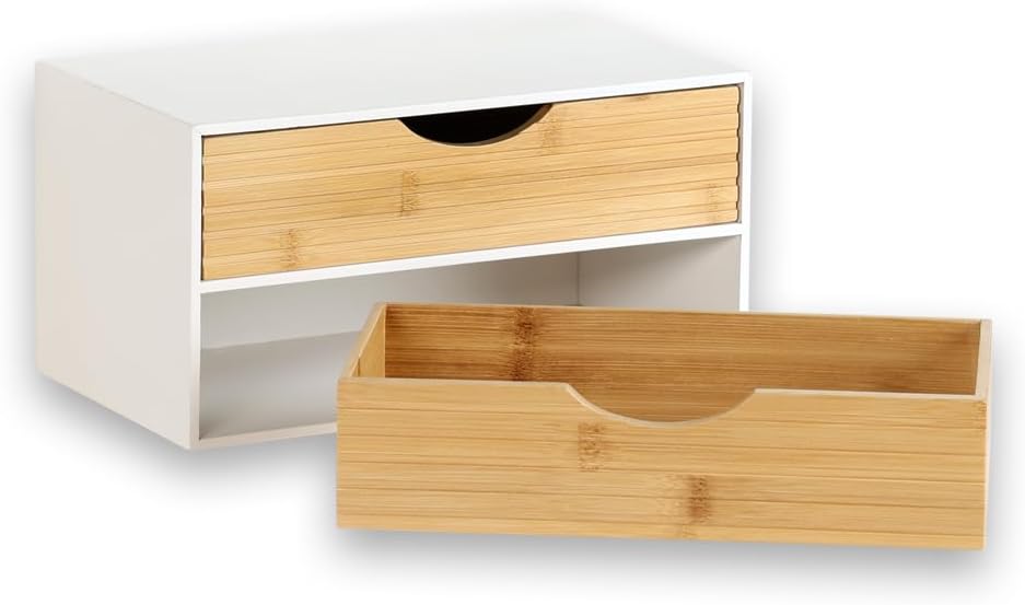 KESPER | Organizer mit 2 Schubladen, Material: FSC®-zertifizierte Spanplatte & Bambus, Masse: 27 x 1