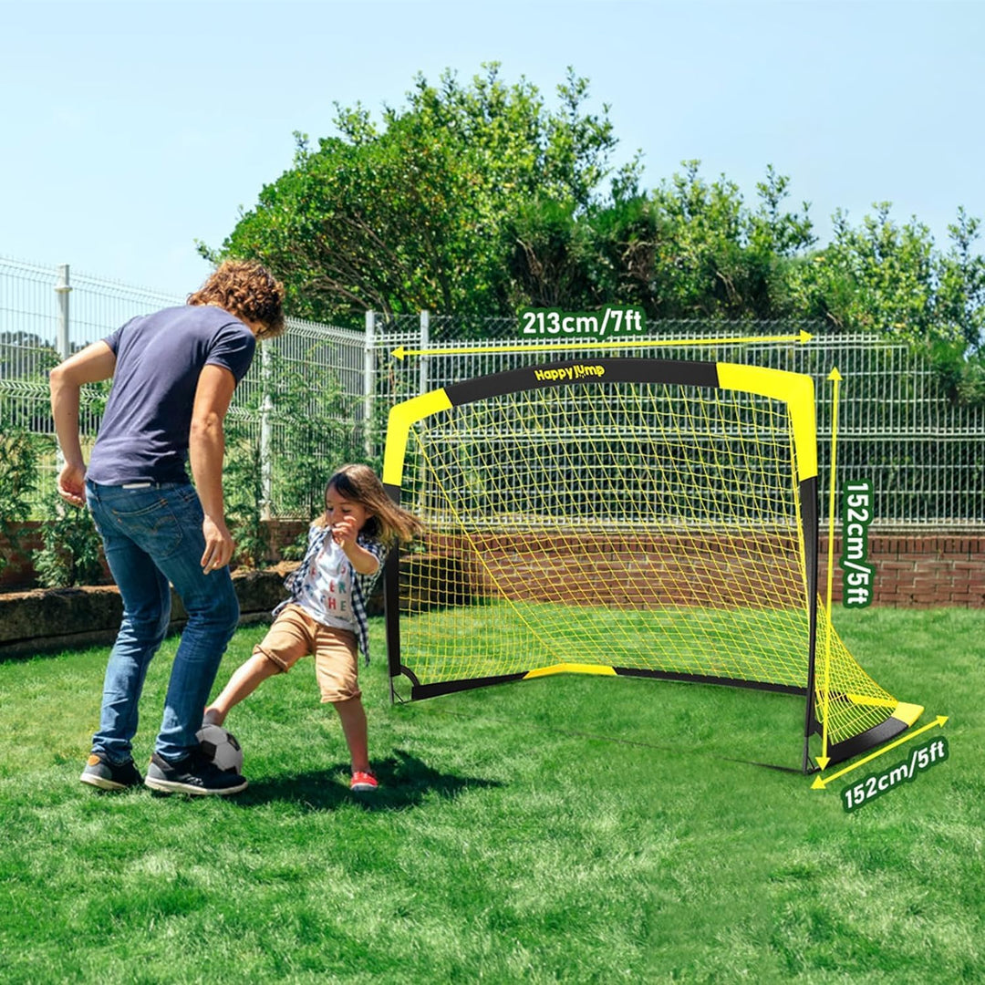 Happy Jump Pop-Up Fussballtor – Faltbar für Kinder & Erwachsene | 1 oder 2 Tore: 120x90 / 152x110 /