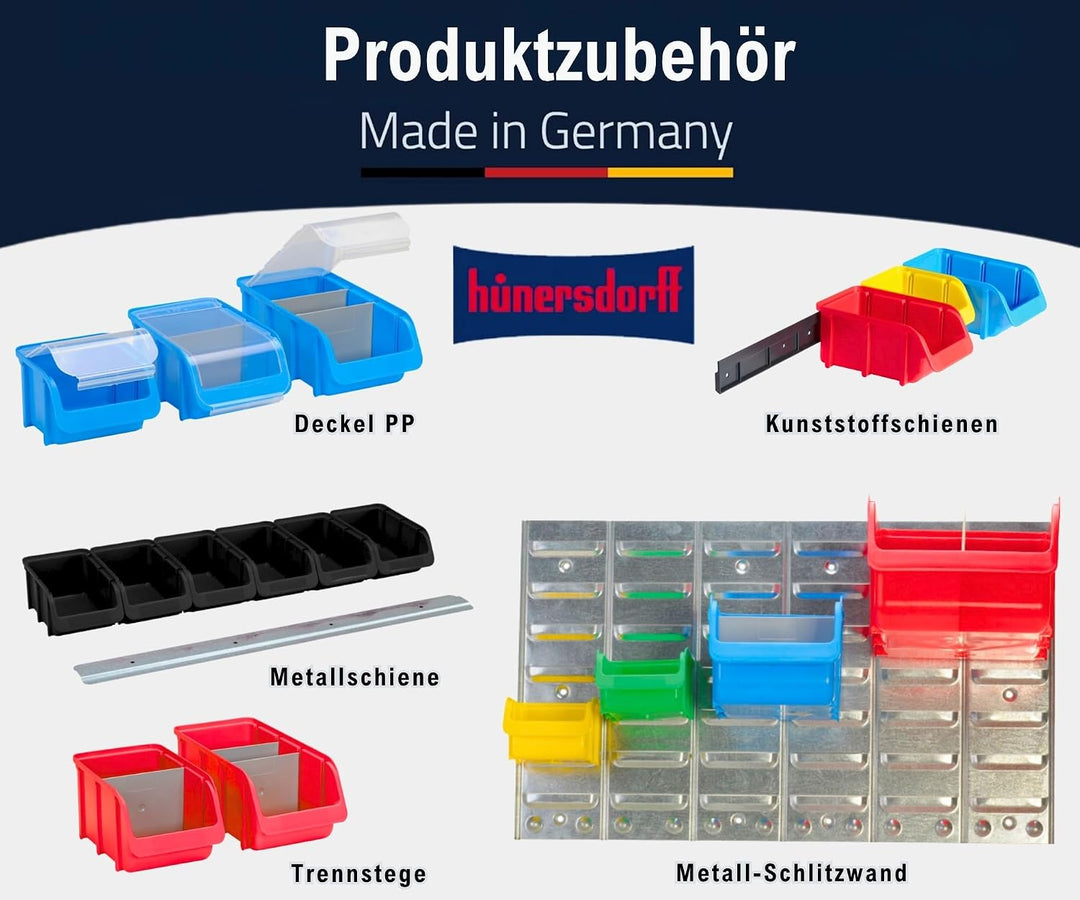 hünersdorff 7 x Sichtbox Stapelbox Lagerbox in Grösse 5, aus Polypropylen, hohe Formstabilität und B