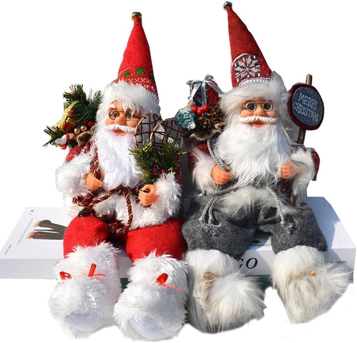 HUSHUI Weihnachtssitzende Figur Stehender Weihnachtsmann,Weihnachtsvitrine Dekoration Sitzender Weih