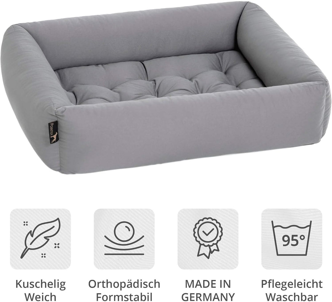 Pointer | Hundebett mit Hundekissen - orthopädisch, waschbar, bequem (M - 70x60 cm, Hellgrau) M - 70