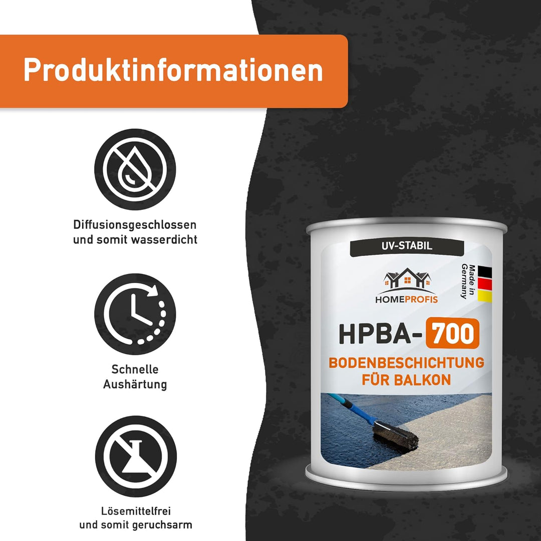 Home Profis® HPBA-700 seidenmatte UV-beständige 1K Bodenfarbe (5m²) für Balkon & Terrasse in RAL 900