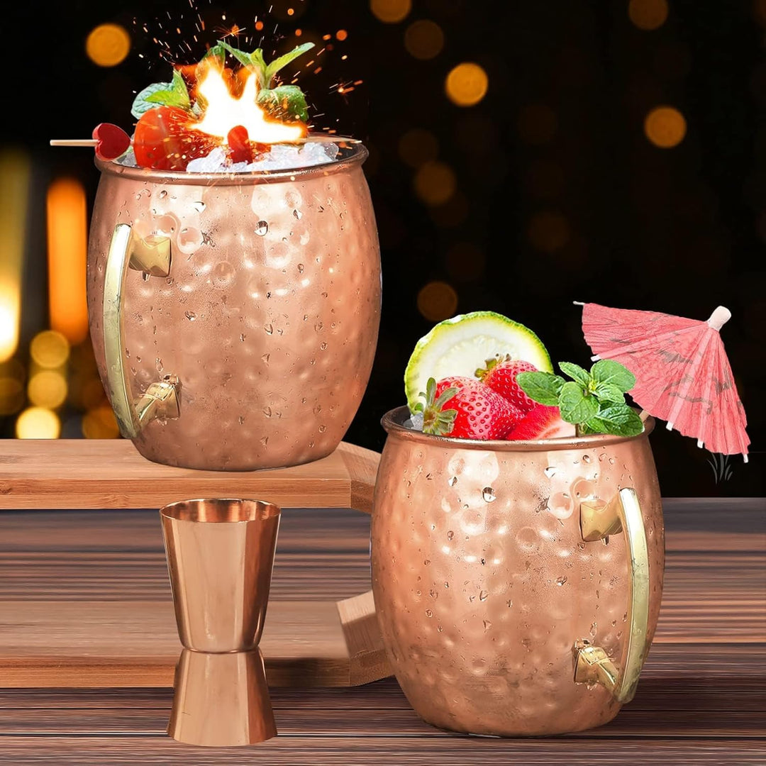 SuproBarware Moscow Mule Kupferbecher, Set mit 2 Moscow Mule-Bechern, Edelstahlbecher, 530 ml, leben