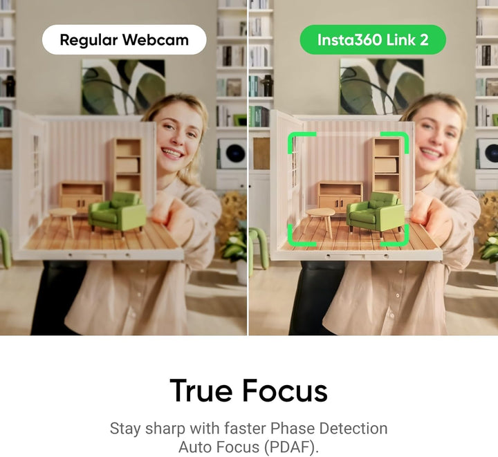 Insta360 Link 2- PTZ 4K Webcam mit 1/2 Zoll Sensor, AI-Tracking, Gestensteuerung, HDR, Mikrofon mit