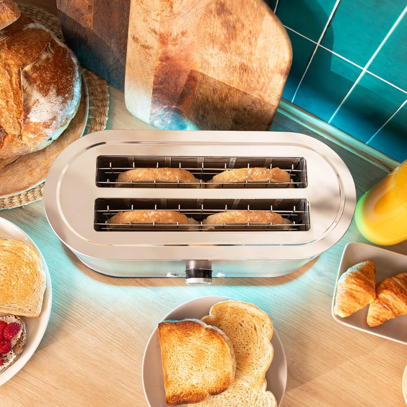 Cecotec Vertikaler Toaster aus Edelstahl mit doppeltem langen Schlitz Shine&Toast Extra Double. 1400