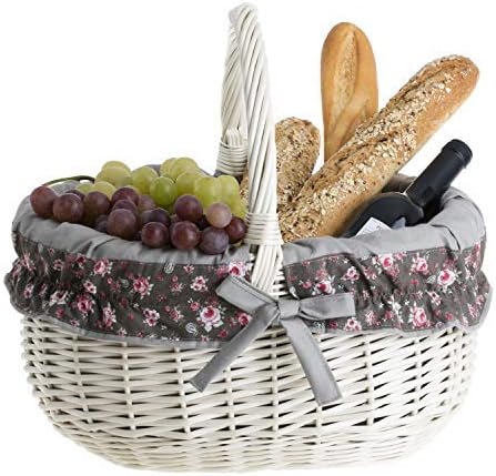Einkaufskorb Weide Geflochtener Korb mit Henkel Aufbewahrungskorb Leicht Picknickkorb Geschenkkorb L