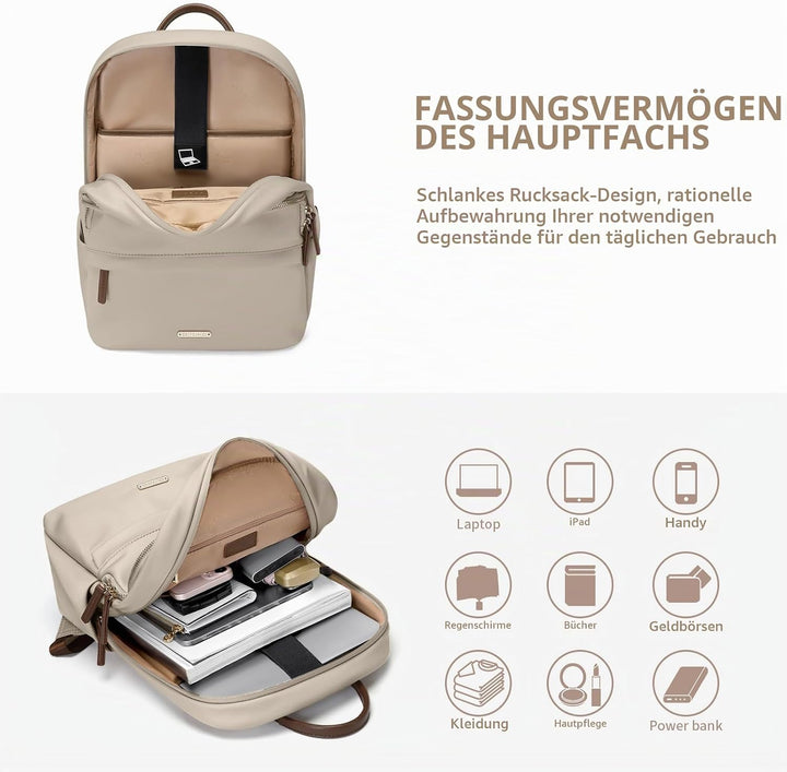 GOLF SUPAGS Laptop-Rucksack Damen, schlanke Computertasche, Arbeit, Reisen, College-Rucksack, Geldbö