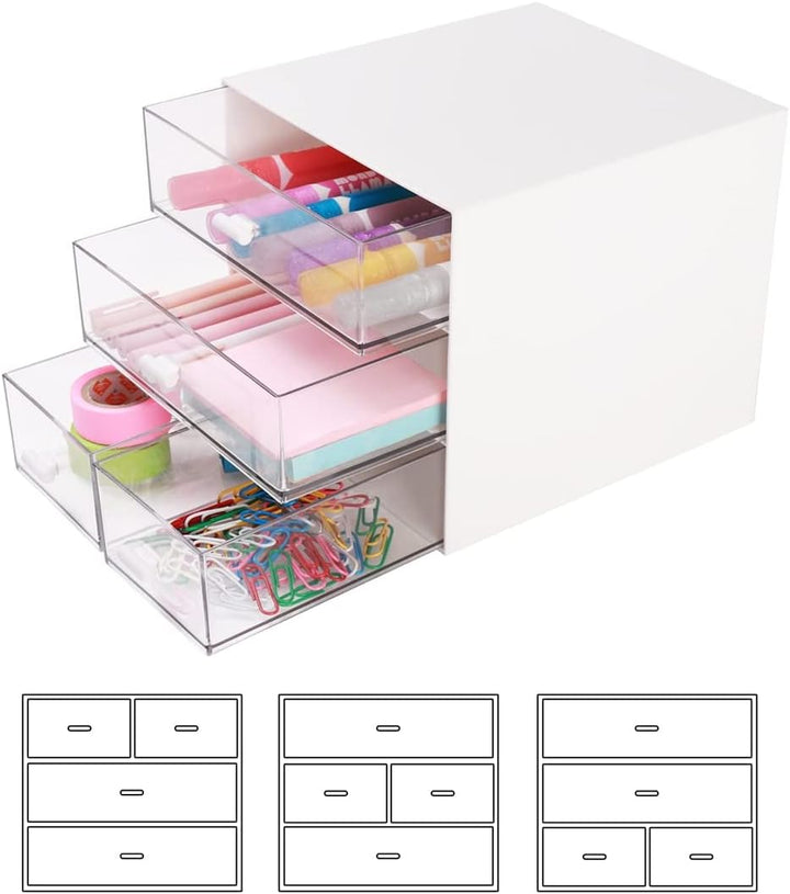 Schreibtisch-Aufbewahrung, Make-up-Aufbewahrungsbox mit 4 Schubladen, Kunststoff, Bürobedarf, Schrei