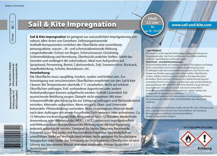 Sail &amp; Kite Impregnation | wasserdichte Imprägnierung für Persenning, Segelkleidung und zur Stärkung