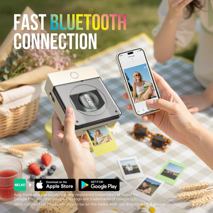 Nelko Fotodrucker PP02 Farbe Tragbarer Mini Fotodrucker für Smartphone, Tintenstrahl Aufkleber Druck