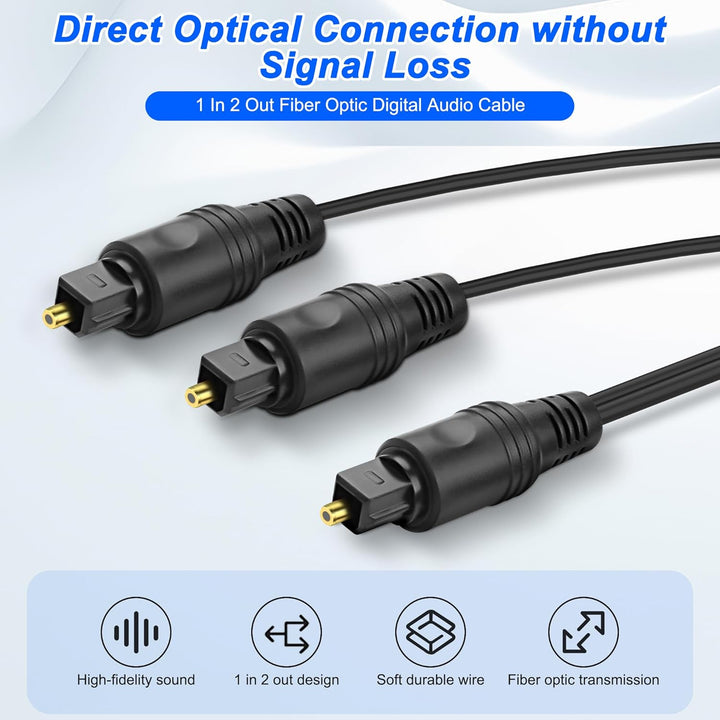 MEIRIYFA Digitaler Optischer Splitter Adapter 1 in 2 Out, 1M Toslink Digital Fiber Optic Audio Split
