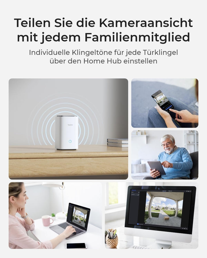 Reolink Video Doorbell mit Homehub, Akku Türklingel mit Kamera, 2K Kabellose Videotürklingel mit 1:1