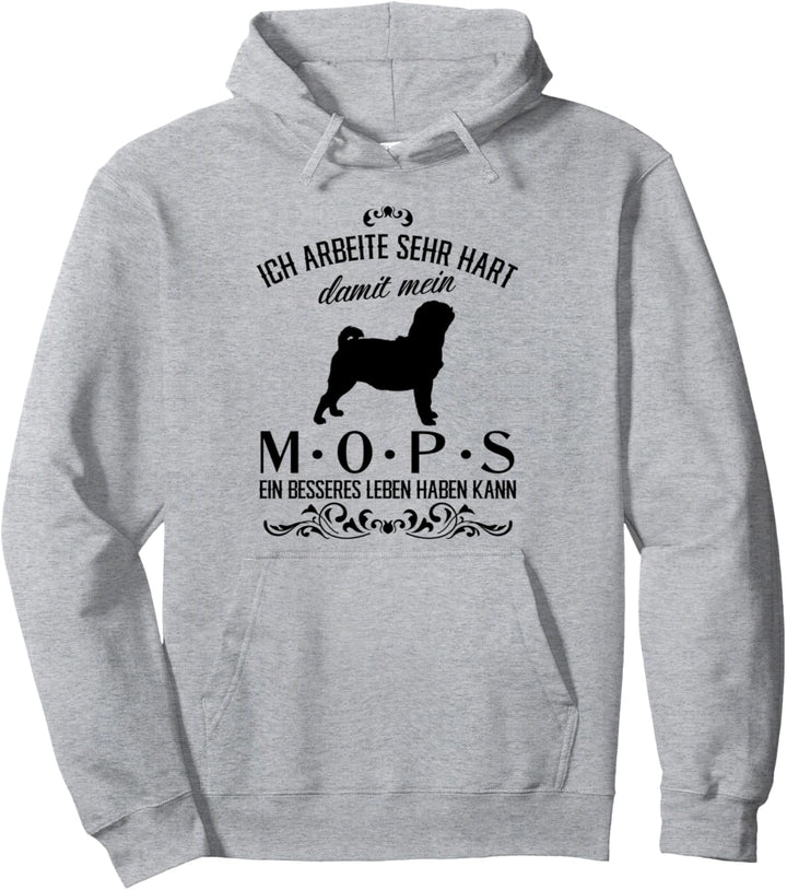Ich arbeite sehr hart..., Hunde, lustiges Mops Pullover Hoodie