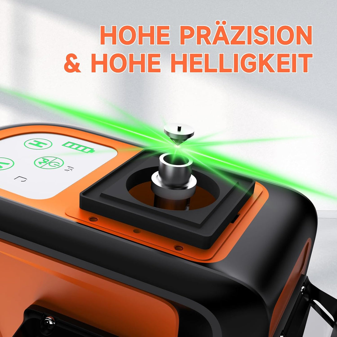 DOVOH Kreuzlinienlaser 360, Selbstnivellierung 4D 360 grad laser, 16 Linien Grüner Strahl, Ausrichtu