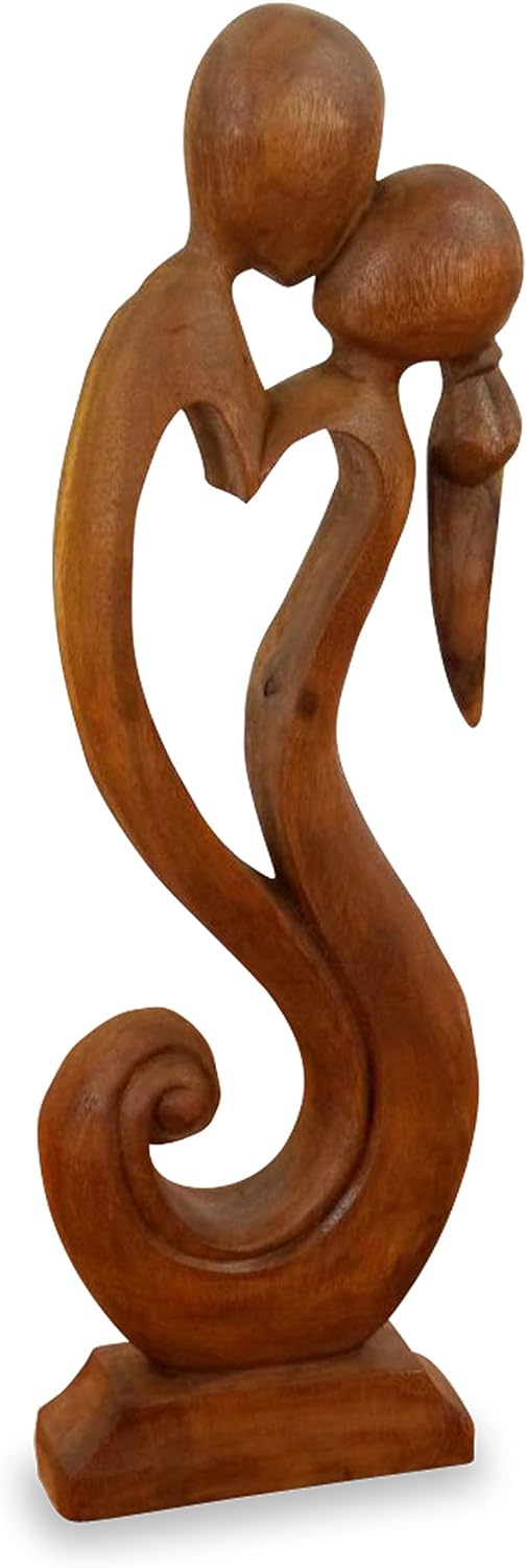livasia Skulptur der Liebe und Geborgenheit, Holzfigur, Statue, Liebespaar, Dekofigur, (Handarbeit)