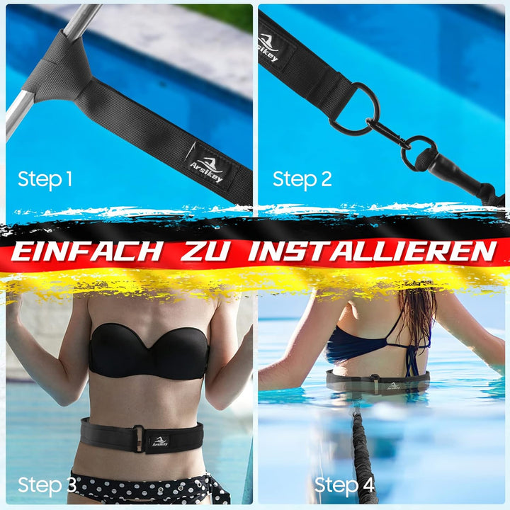 Schwimmgurt für Pool 2.5-7.5M Schwimmtrainer | mit Gurtband und Verstellbarem Gürtel | Erhöht Kraft