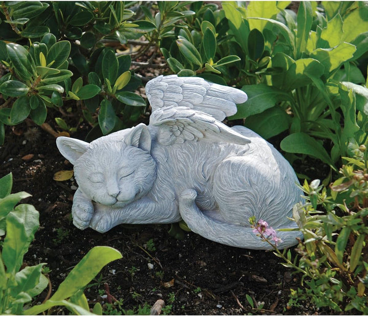Design Toscano Katzenengel, Grabfigur, Masse: 14 x 10 x 12,5 cm Mittel Katzen-Denkmal-Engel, Mittel