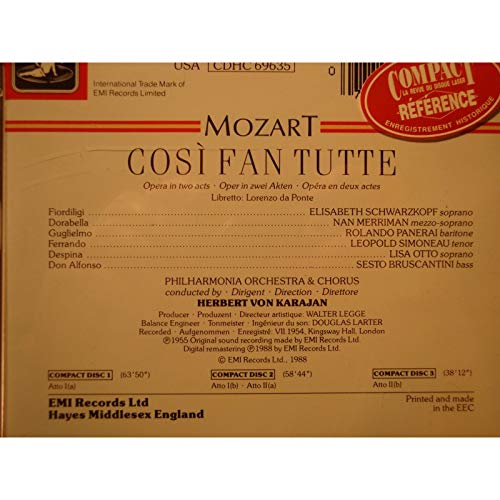 Cosi Fan Tutte (Ga), Audio-CD