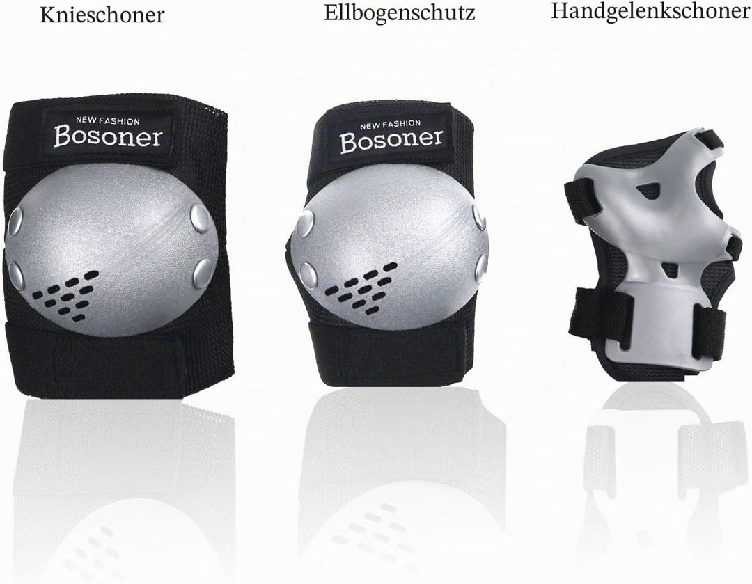 BOSONER Knieschoner Kinder Schoner Inliner Protektoren 6er Set Schützer Inliner Inline Skates Knie U