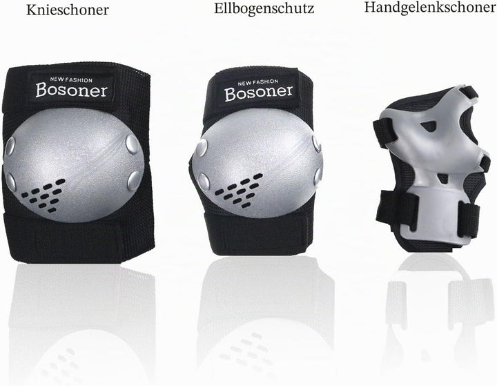 BOSONER Knieschoner Kinder Schoner Inliner Protektoren 6er Set Schützer Inliner Inline Skates Knie U