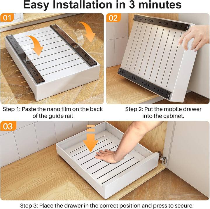 SAYZH Teleskopschublade, Ausziehbare Schubladen-Aufbewahrungsregale für Küchenschränke, Ausziehbare