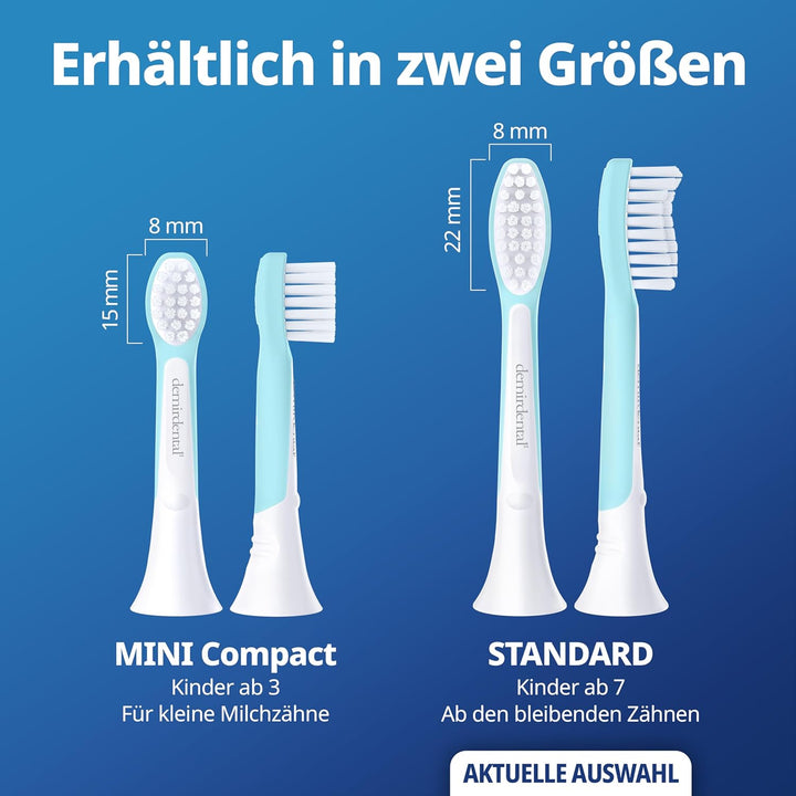 demirdental Kinder Ersatzbürsten passend für Philips Sonicare Kids, Bürstenköpfe ab 7 Jahre, entspri