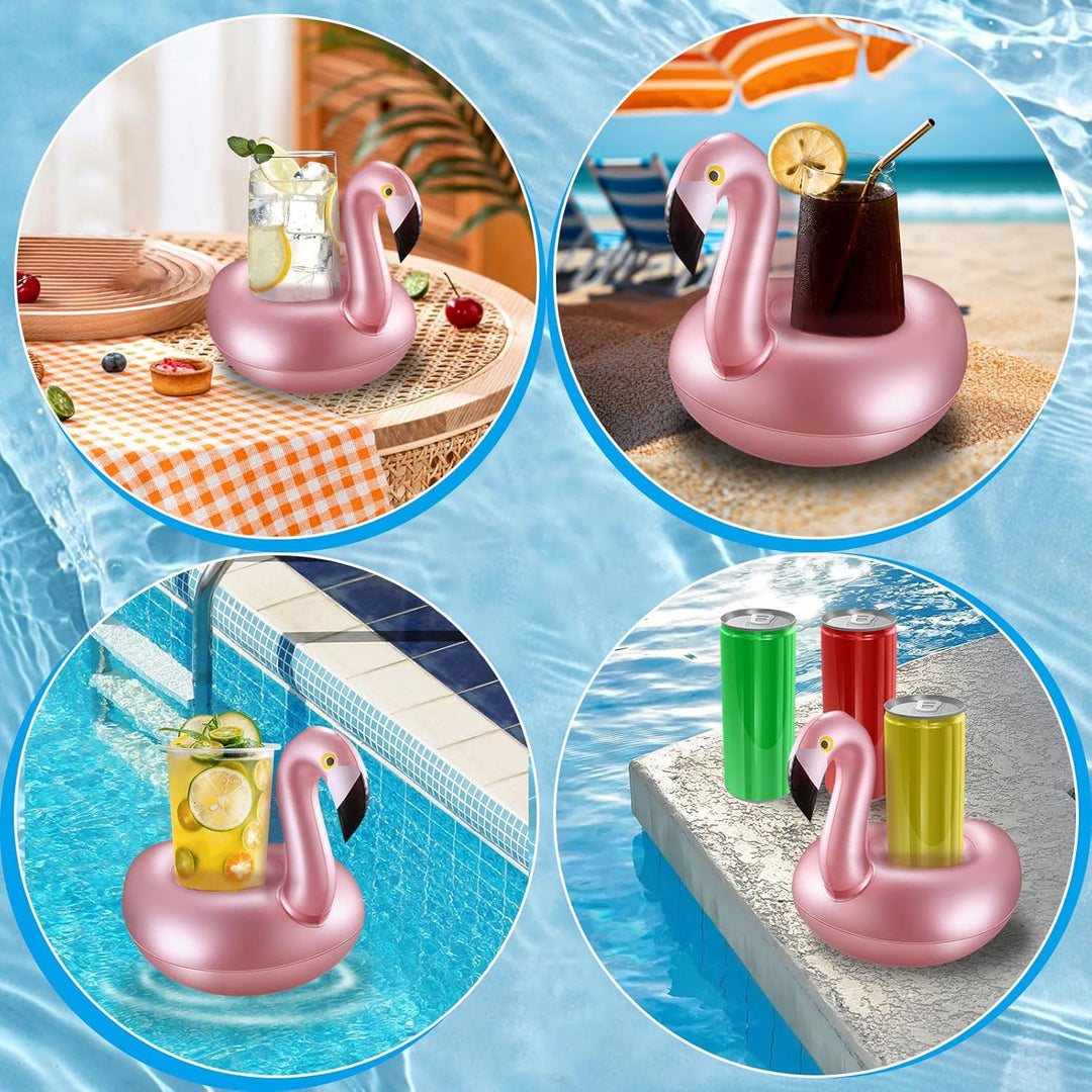 Aufblasbarer Getränkehalter Flamingo, 12 Stück Flamingo Schwimmring Getränke, Flaschenhalter Pool Sc