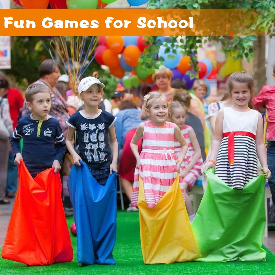 Outdoor Spiele für Kinder ab 4, 4 in 1 Gartenspiele für Kinder Sackhüpfen Säcke, Sackhüpfen Säcke, E