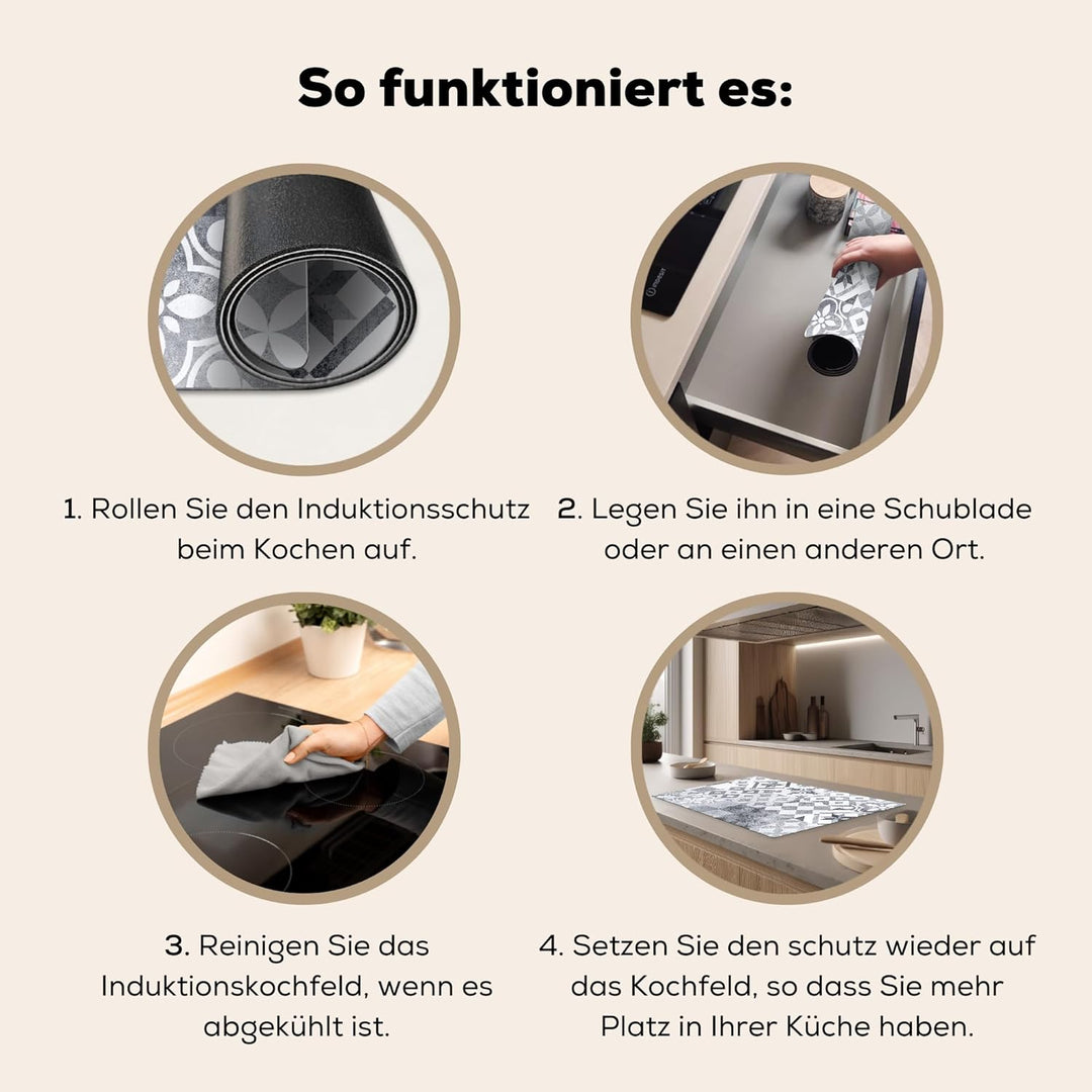 Herdabdeckplatte Einteilig 80x52 cm Küche Ceranfeld Abdeckplatte Cerankochfeld Abdeckung Induktionsk