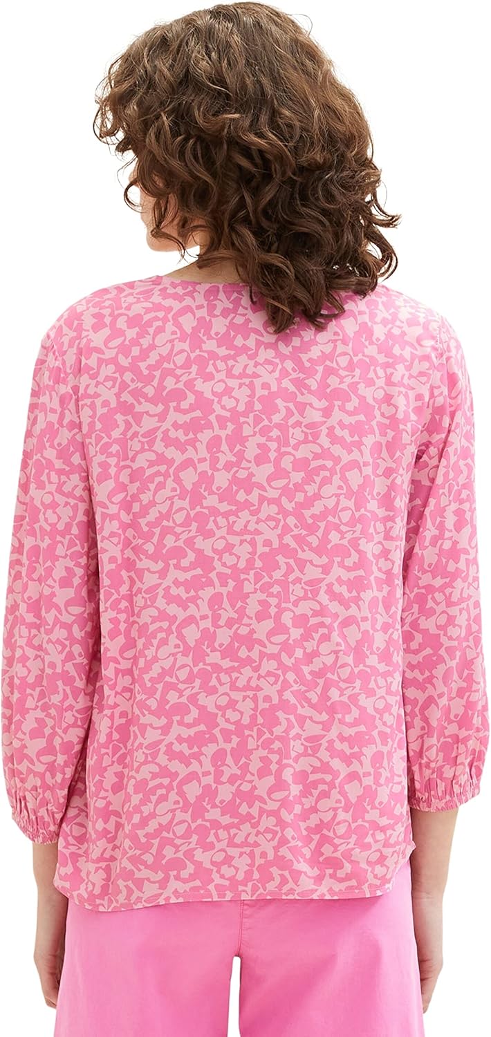 TOM TAILOR Women's blouse with pattern 32 31745 - Pink Geo Design, 32 31745 - Pink Geo Design