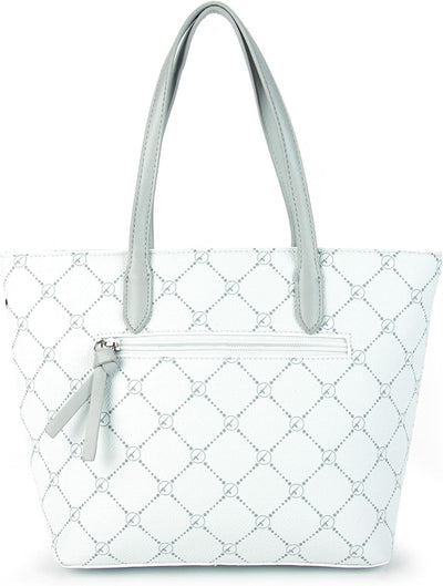 Tamaris Shopper Anastasia 30106 Damen Handtaschen Karo Einheitsgrösse White/Grey 308, Einheitsgrösse