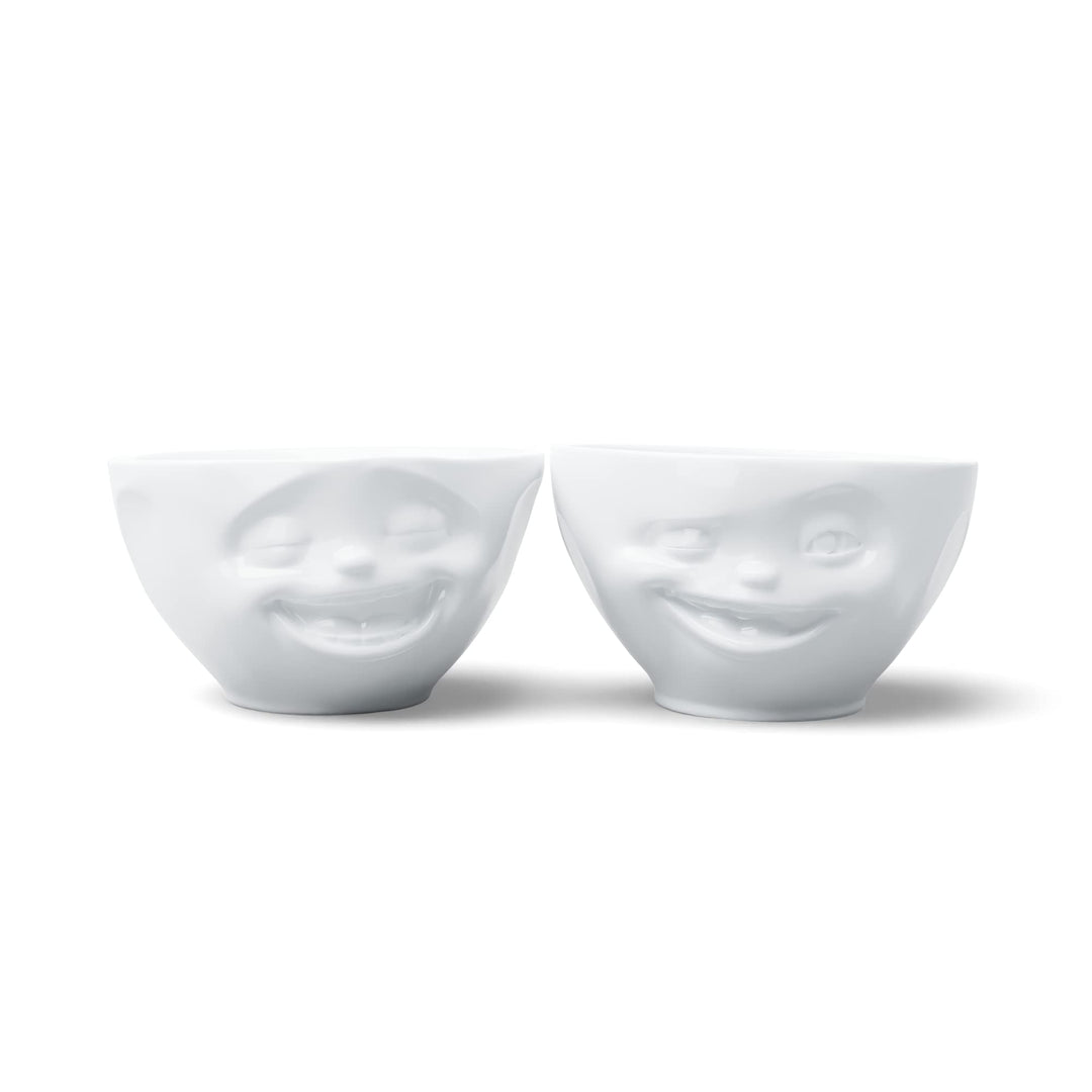 FIFTYEIGHT PRODUCTS / Schälchen-2er Set „Lachend & Zwinkernd“ (Porzellan, 200ml, Weiss, Made in Germ