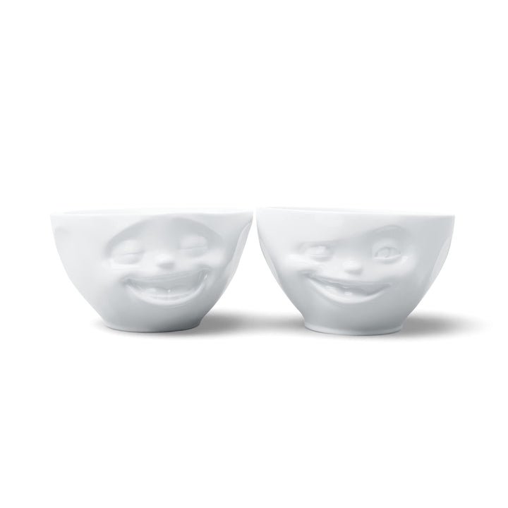 FIFTYEIGHT PRODUCTS / Schälchen-2er Set „Lachend & Zwinkernd“ (Porzellan, 200ml, Weiss, Made in Germ