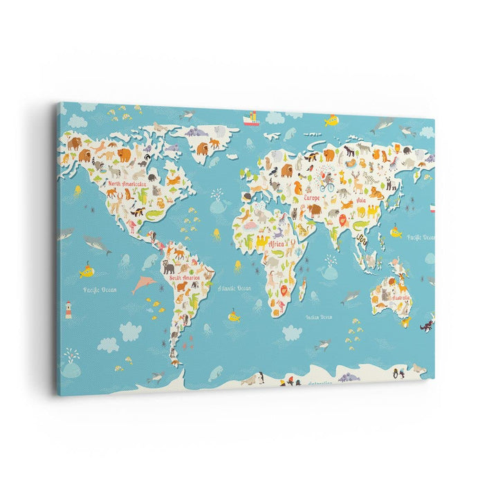 Bilder auf Leinwand 100x70cm Leinwandbild Geographie Globus Grafik Illustration Gross Wanddeko Bild