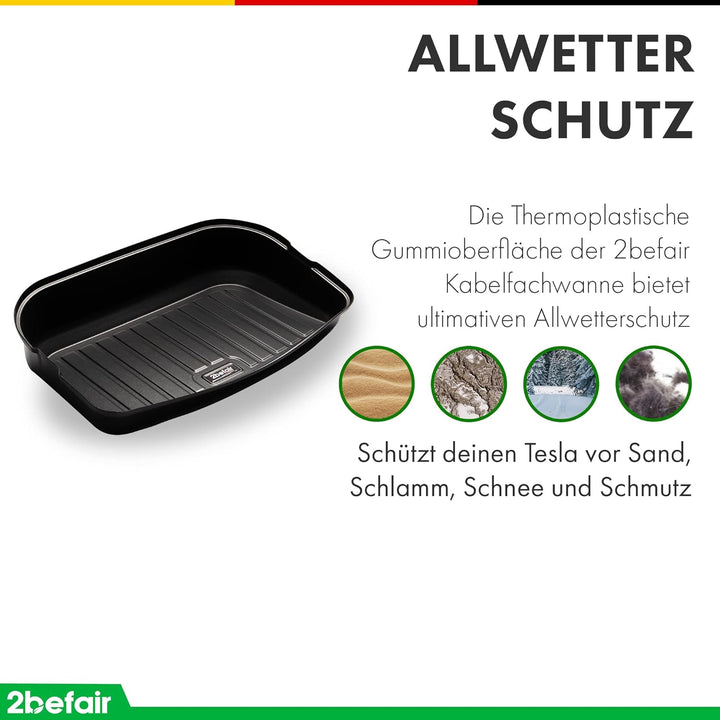 2befair Kabelfachwanne Tesla Model Y – Made in Germany, hochwandige Schalenwanne als Allwetter-Schut