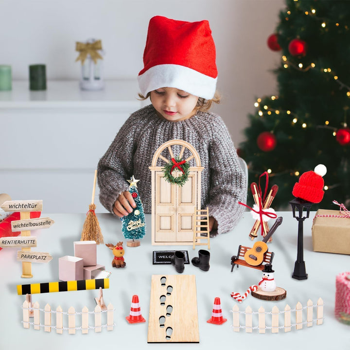 Orifinter Wichtel Zubehör, 37PCS Wichteltür Set, Wichtel Zubehör Weihnachten, Wichtel Baustelle, Wic