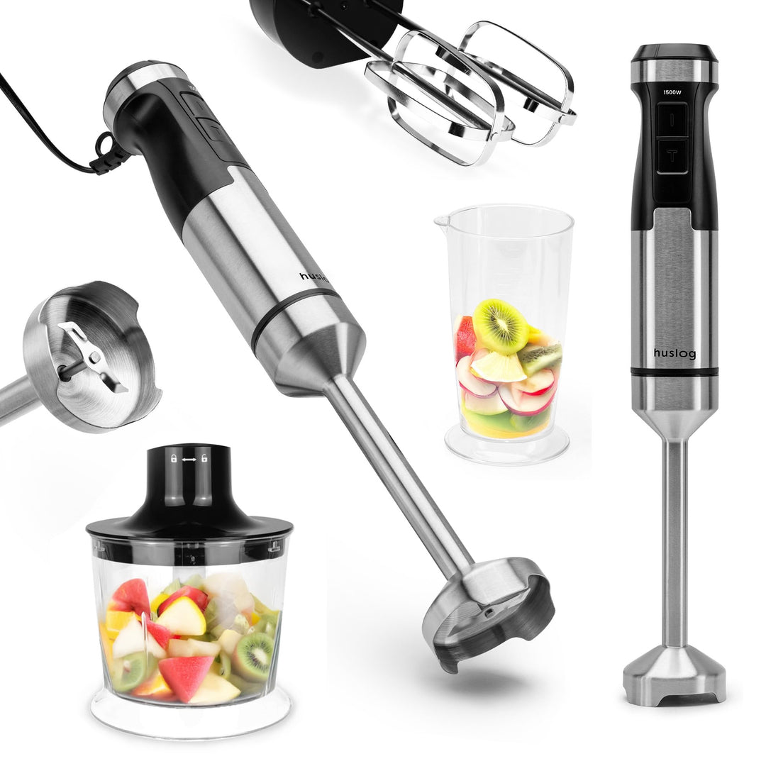 BlendPlus Stabmixer 3in1 – 1500W Hochleistungsmixer mit Edelstahlklingen, Zerkleinerer, Schneebesen