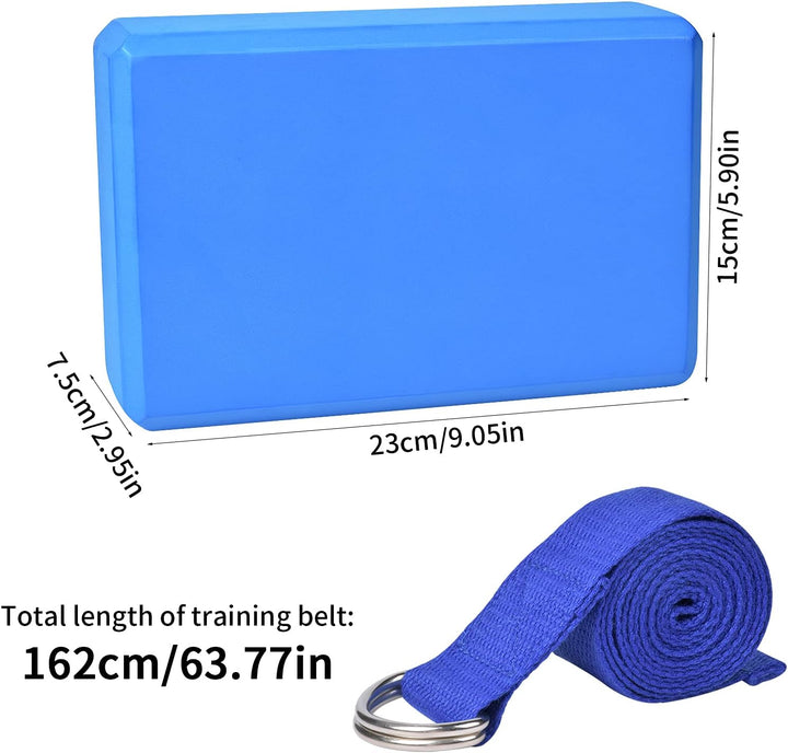 Chstarina Yoga Block 2Er Set mit 1Er 1.8 M Baumwoll Yogagurt,Yogablock aus Eva Schaumstoff Hartschau