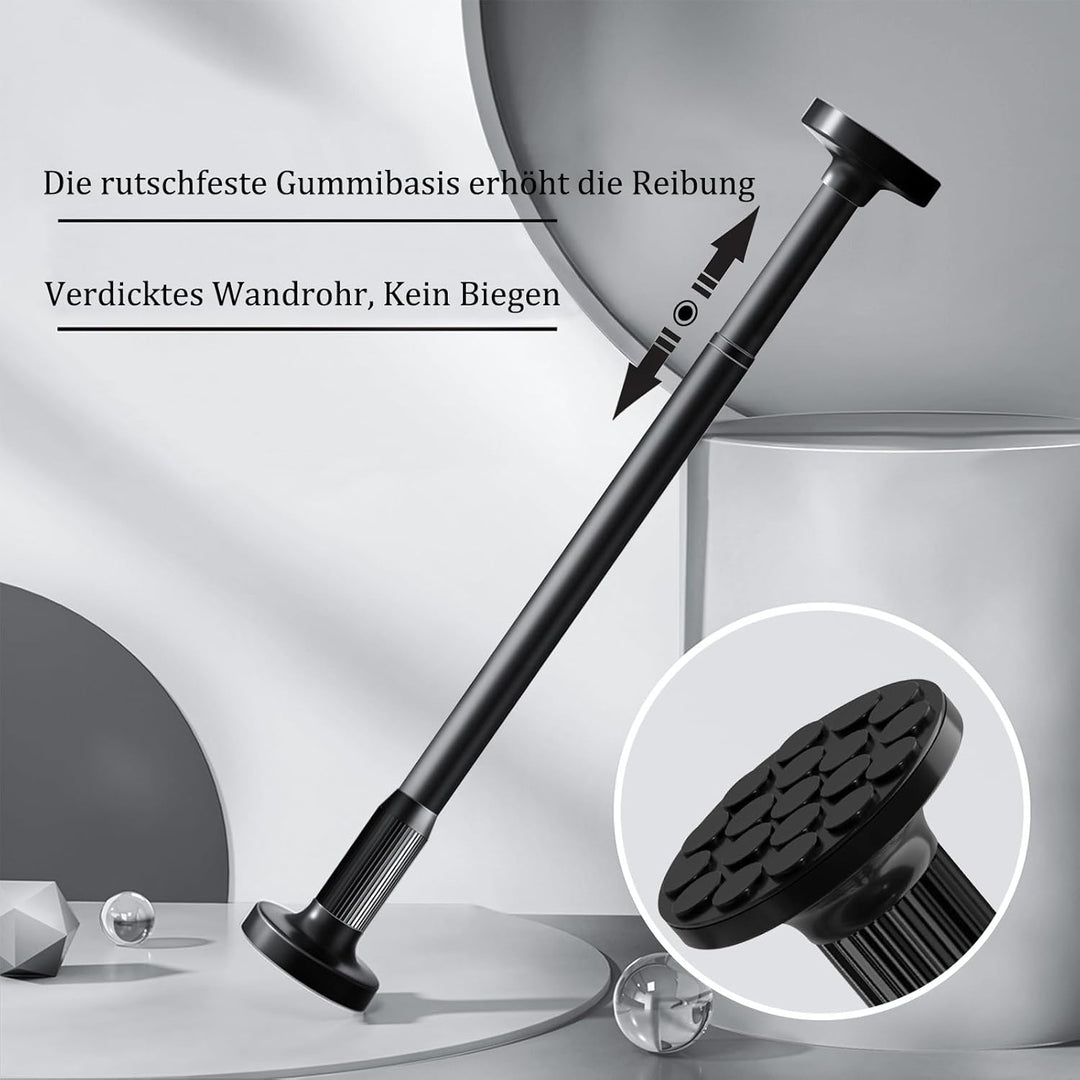 Gardinenstange Multifunktionale Teleskopstange ohne Bohren 115-565cm Matt Schwarz Ausziehbare Klemmb
