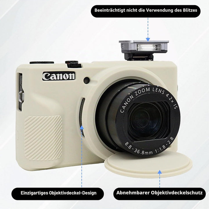 Rieibi Silikonhülle für Canon G7X Mark III Gehäuse, G7X Mark III Zubehör mit 2 Stück Displayschutz,