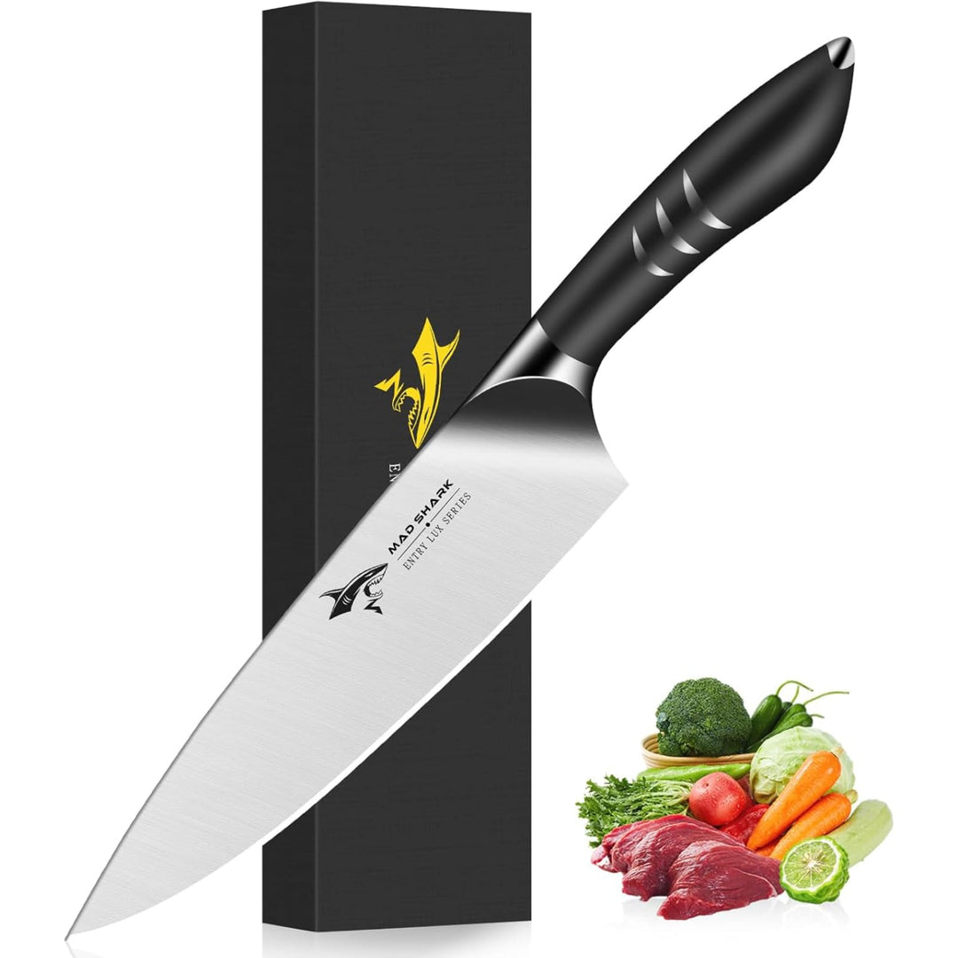 MAD SHARK Kochmesser 20 cm Küchenmesser aus rostfreiem Hochkohlensoffstahl – Profi Kochmesser mit er