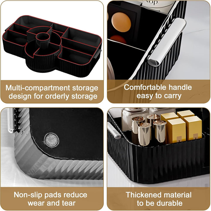 DASITON Make Up Organizer 360° Drehbar Pinsel Organizer, 2-in-1 Kosmetik Organizer mit Griff, Makeup