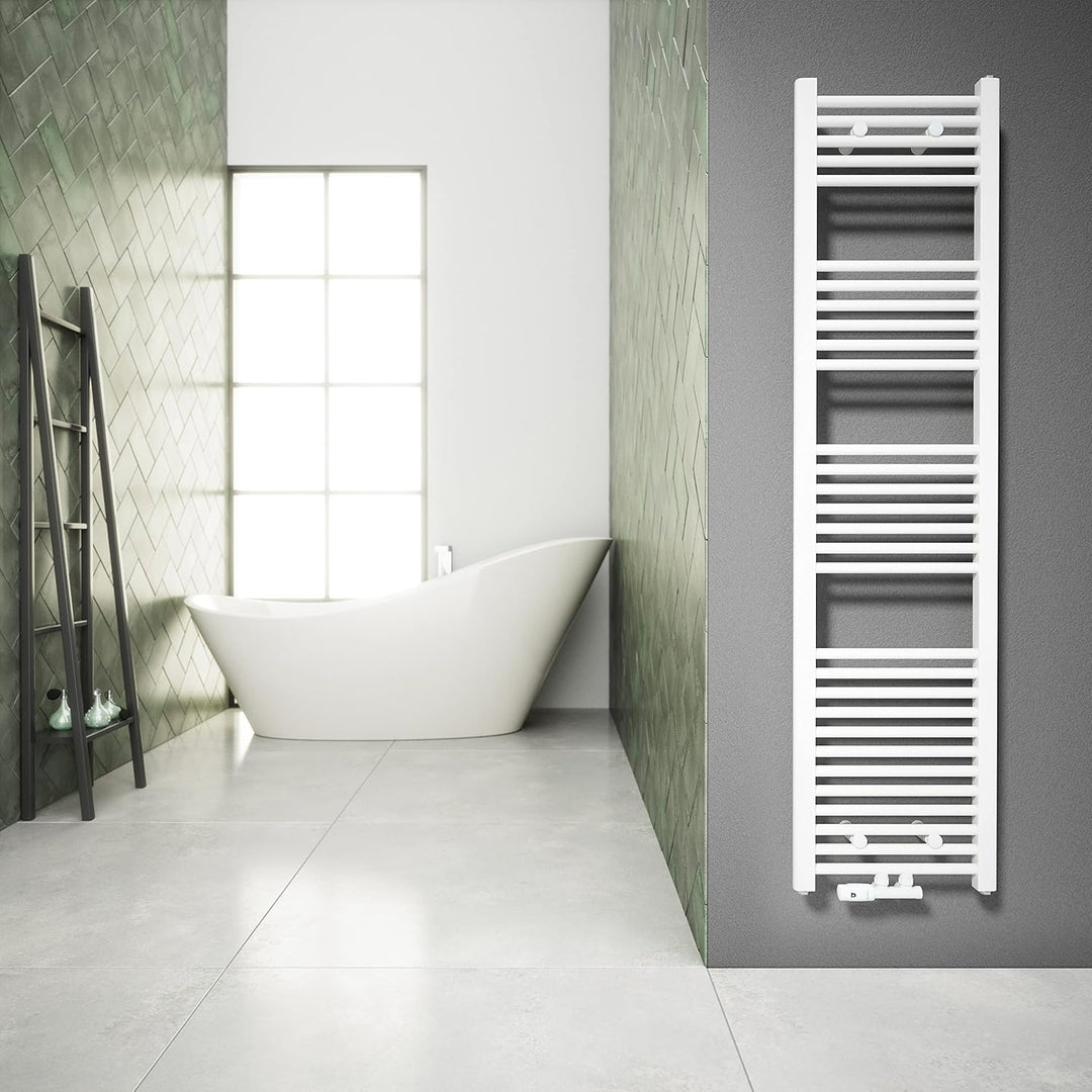Aquabad Badheizkörper Virgo | Grösse: 40 x 160 cm | Heizleistung 448 Watt | Farbe: Weiss | Mittelans