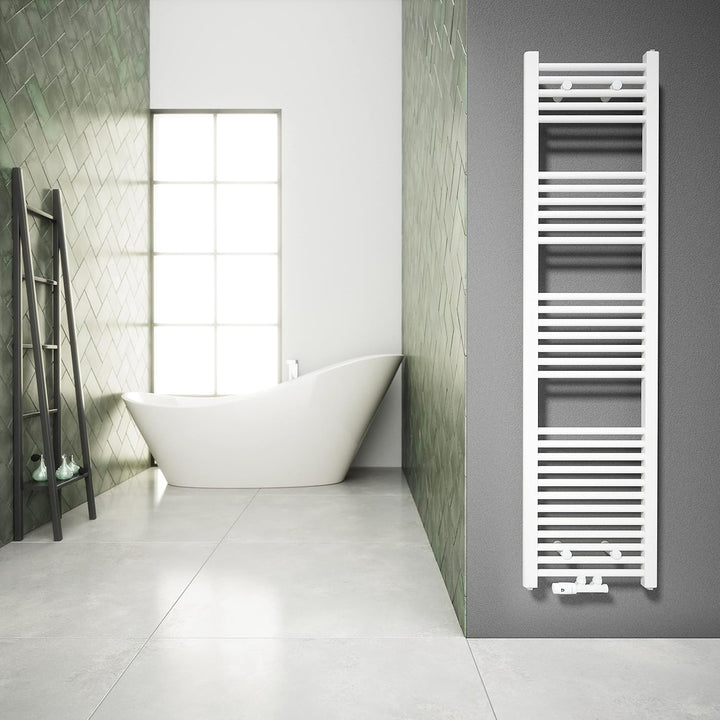 Aquabad Badheizkörper Virgo | Grösse: 40 x 160 cm | Heizleistung 448 Watt | Farbe: Weiss | Mittelans