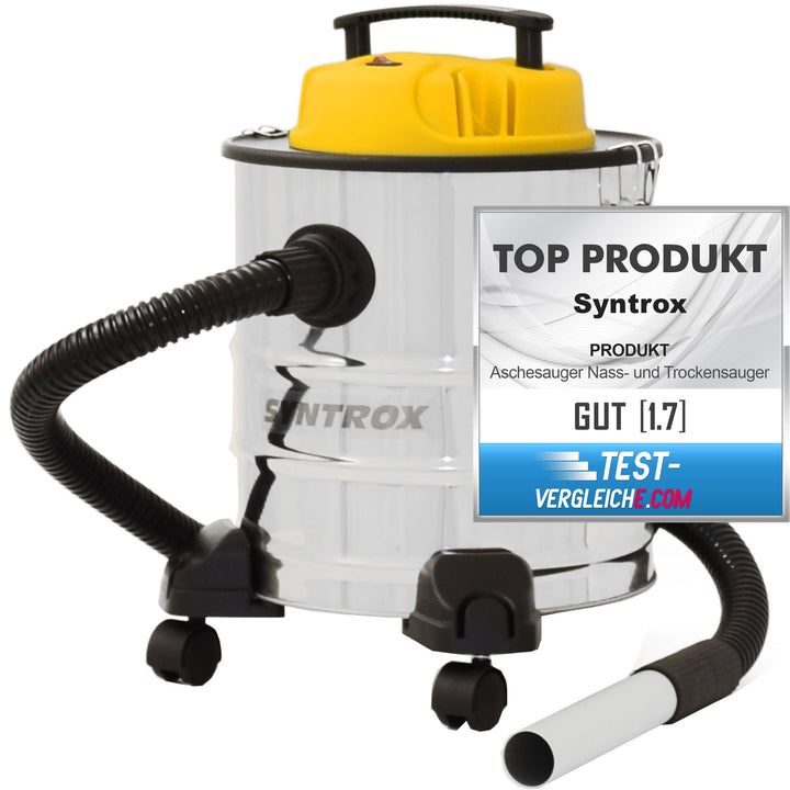 Syntrox Germany 2 in 1 Aschesauger und Staubsauger Edelstahl 20 Liter mit Motor Feinstaubsauger Asch