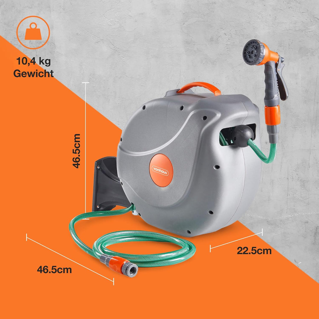 VonHaus 30m Gartenschlauch Schlauchtrommel/Schlauchaufroller/Schlauchbox, 3/4 zoll oder 1/2 zoll hah