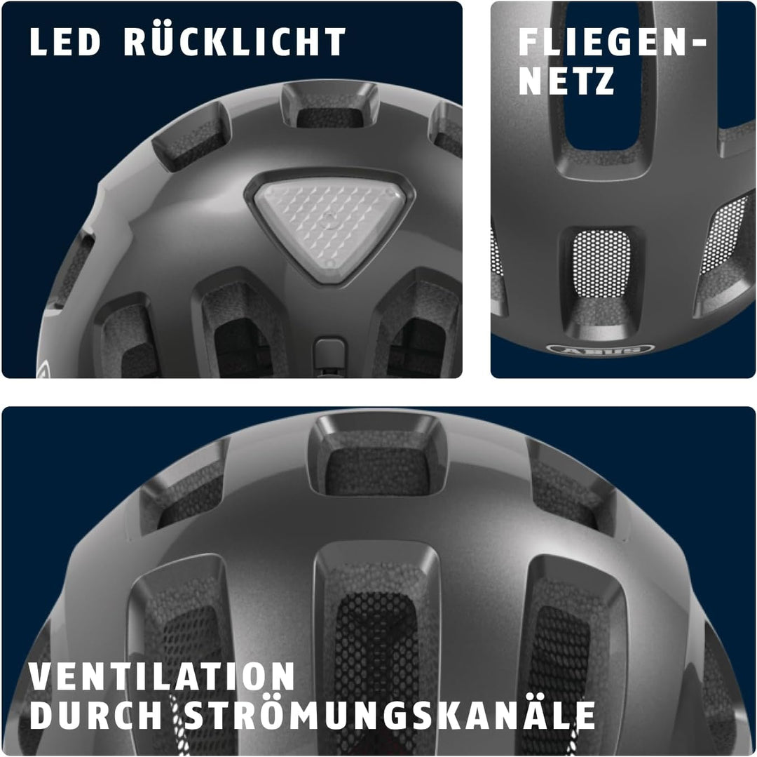 ABUS Fahrradhelm Youn-I 2.0 - mit Licht für Kinder, Jugendliche und junge Erwachsene - für Mädels un